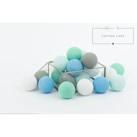 Bawełna świecący LED piłki Cotton Balls - mint pastel